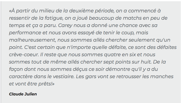 Le CH a laissé un ÉNORME POINT sur la table hier....