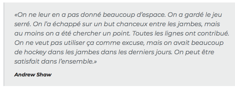 Le CH a laissé un ÉNORME POINT sur la table hier....