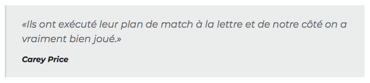 Le CH a laissé un ÉNORME POINT sur la table hier....