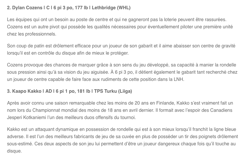 Le CH a repêché Jesperi Kotkaniemi trop tôt...