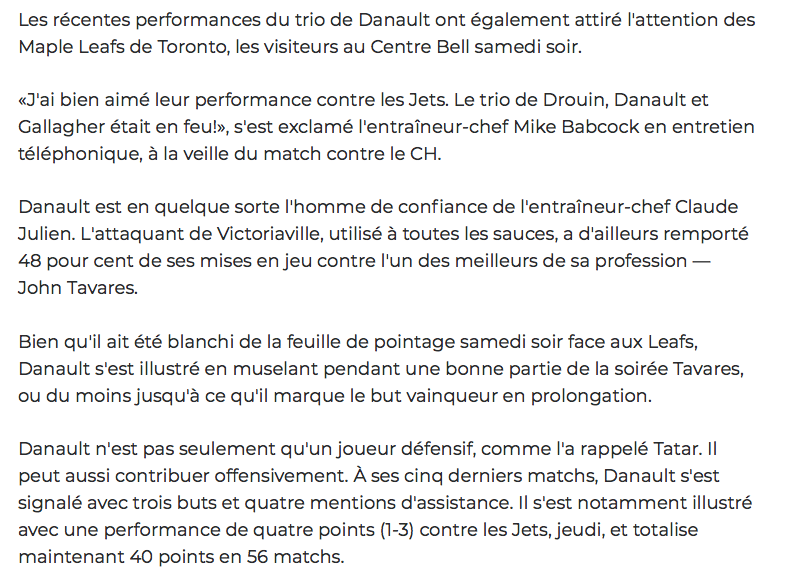 Le CH continue la PROMOTION de Phil Danault pour le TROPHÉE SELKE....