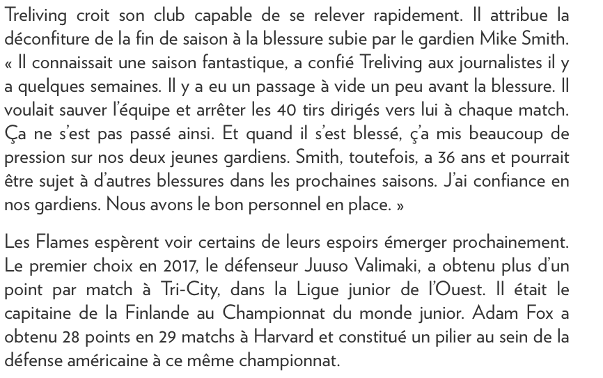 Le CH doit transiger avec les Flames...ou plutôt...