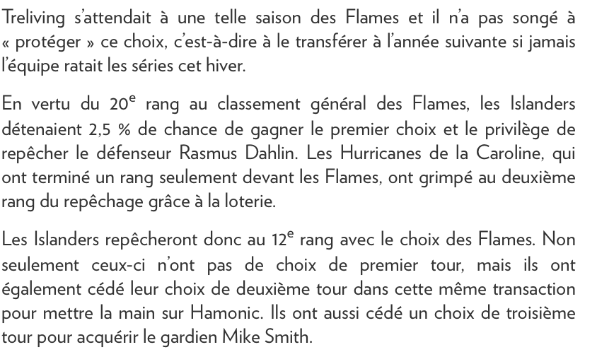 Le CH doit transiger avec les Flames...ou plutôt...