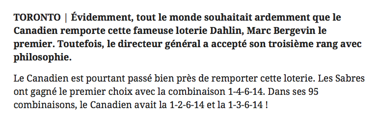 Le CH est passé à une boule d'avoir Rasmus Dahlin...