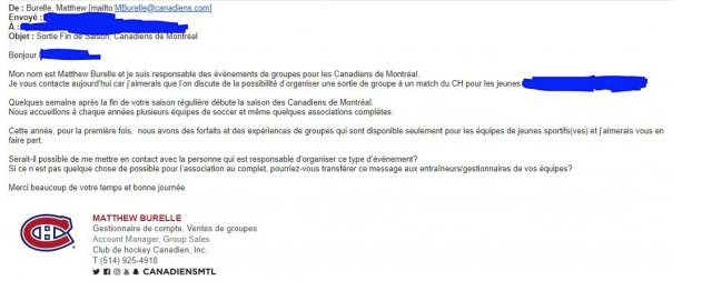 Le CH est rendu à quêter les organisations du Québec...