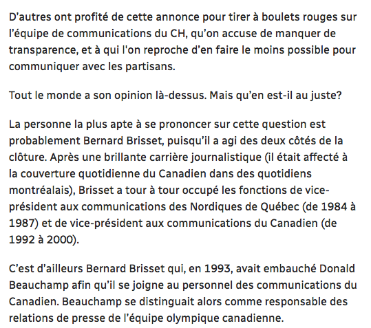 Le CH et les médias...une guerre où...