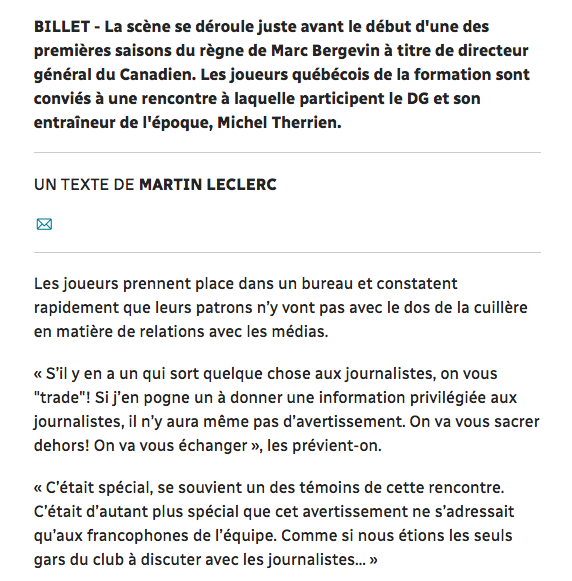 Le CH et les médias...une guerre où...