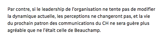 Le CH et les médias...une guerre où...