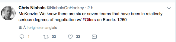 Le CH fait bel et bien partie de ces 6-7 équipes qui ont été en SÉRIEUSES NÉGOS pour Jordan Eberle, mais...