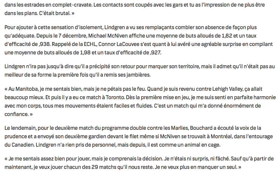 Le CH tente de VENDRE Charlie Lindgren au plus OFFRANT...