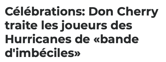 Le CONFLIT entre les Hurricanes et Don Cherry...prend de l'AMPLEUR....