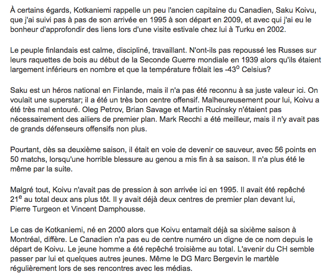 Le conseil de Mathias Brunet à Jesperi Kotkaniemi...