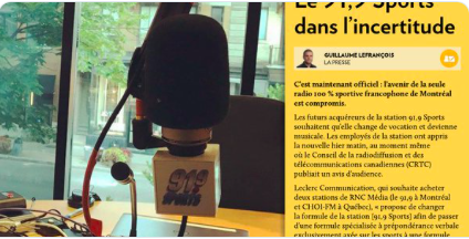 LE CRTC va approuver la mort du 91,9 Sports...