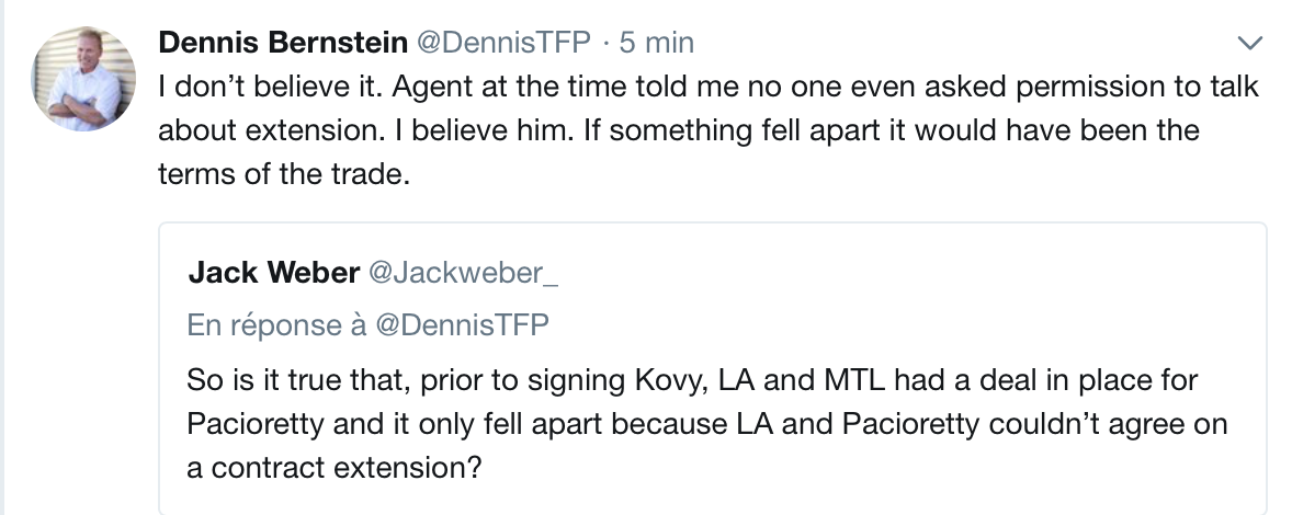 Le DEAL de Pacioretty avec les Kings, un mensonge ?