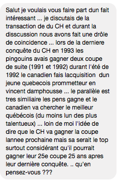 Le destin entre Vincent Damphousse et de Jonathan Drouin semblent liés...À JAMAIS...