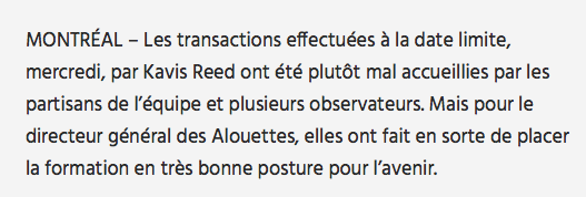 Le DG des Alouettes attaque les partisans de Montréal!!!!