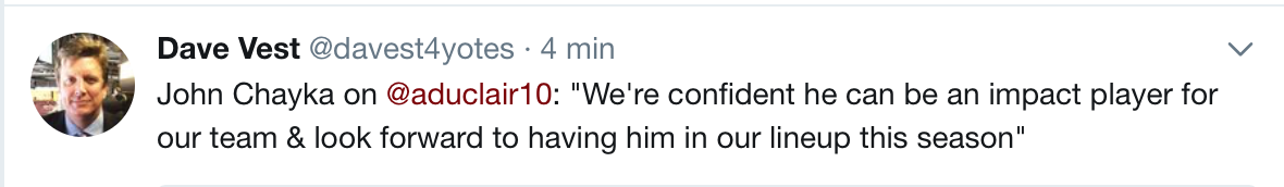 Le DG des Coyotes a tellement confiance en Duclair...