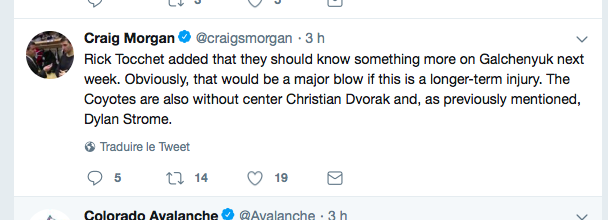 Le fait qu'Alex Galchenyuk doit attendre la semaine prochaine..