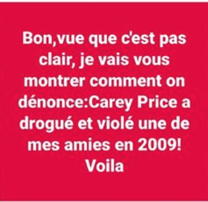 Le gars qui a ACCUSÉ Carey Price de VIOL...is BACK...