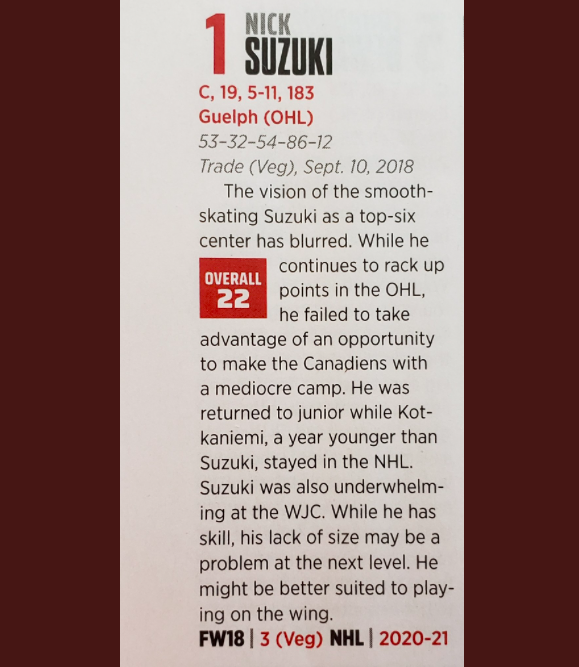 Le HOCKEY NEWS parle de Nick Suzuki...