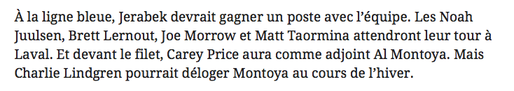 Le JOURNAL de Montréal affirme qu'Al Montoya se fera TASSER par Charlie Lindgren!!!!!!!!