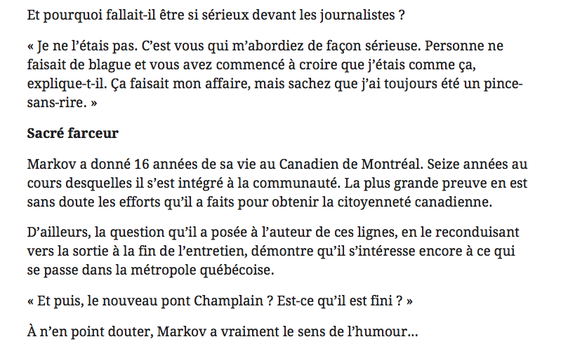 Le Journal de Montréal doit arrêter de LICHER le CUL RUSSE de Markov..
