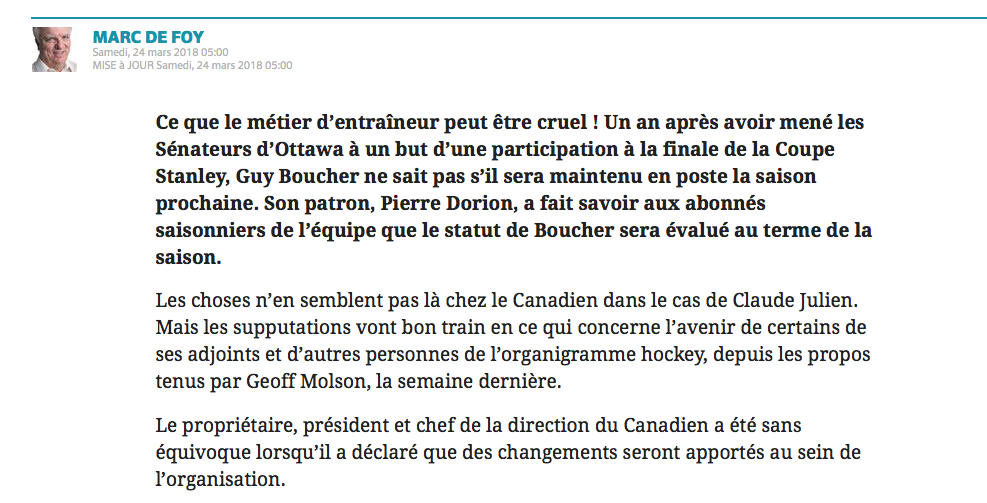 Le Journal de Montréal prend la défense de Guy Boucher..