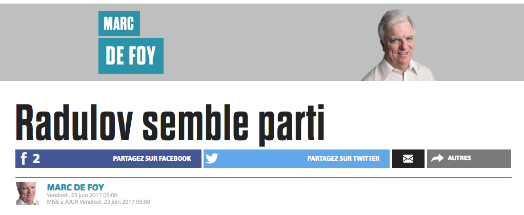 Le JOURNAL de MONTRÉAL se MOUILLE...Alex Radulov avec le CH...c'EST TERMINÉE...