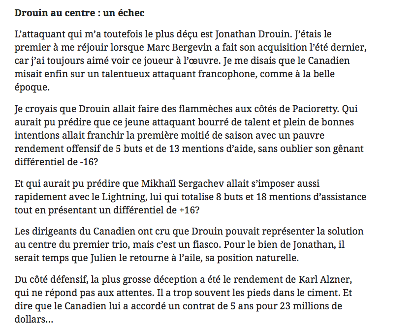 Le JOURNAL de Montréal TAPE sur la tête de Jonathan Drouin..