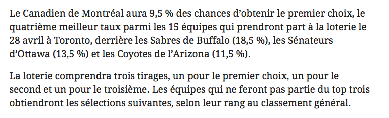 Le JOURNAL de Montréal..Ne connaît pas...Quinn Hughes...