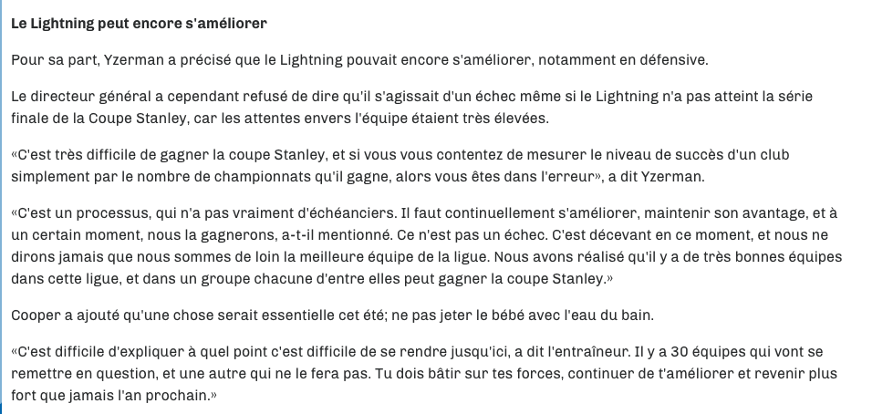  Le Lightning parle comme des PERDANTS...