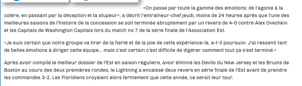  Le Lightning parle comme des PERDANTS...