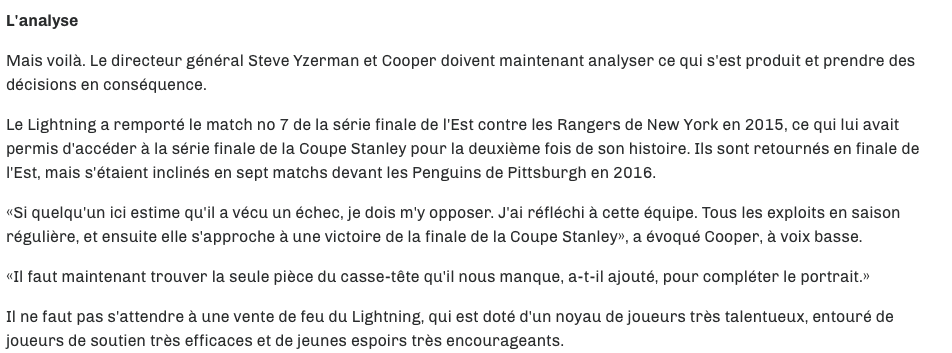  Le Lightning parle comme des PERDANTS...