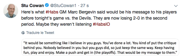Le message de Bergevin a très bien passé...