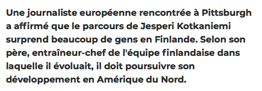 Le père de Jesperi Kotkaniemi comprend..