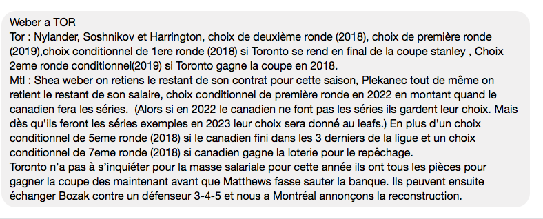 Le PLAN commence par...ÉCHANGER Shea Weber...