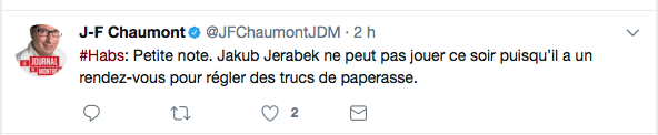 Le poste de Jakub Jerabek n'est pas ASSURÉ....car...