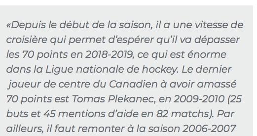 Le PREMIER VRAI CENTRE depuis Saku Koivu...