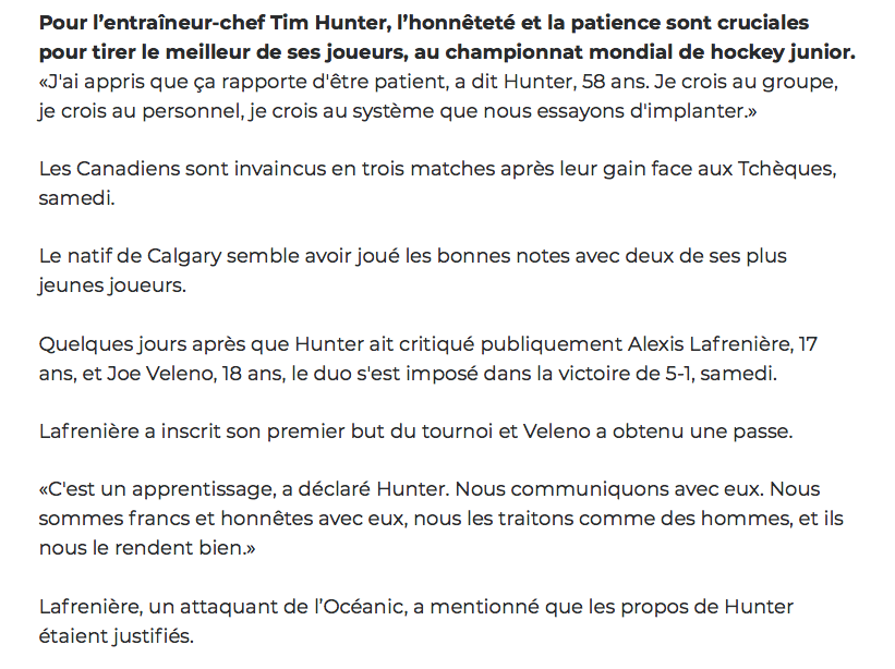 Le REDNECK-COACH qui a tenté d'HUMILIER Alexis Lafrenière...