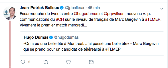 Le remplaçant de Donald Beauchamp, Paul Wilson....PÈTE sa COCHE parce qu'un journaliste NIAISE le français de Marc Bergevin!!!!