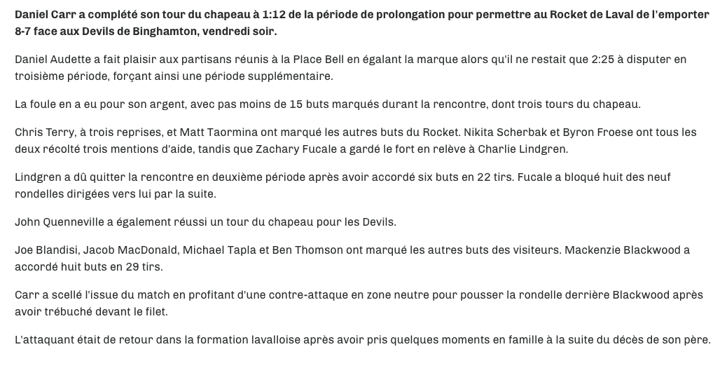 Le Rocket de Laval fait la LEÇON D'ÉMOTION au Canadien de Montréal...