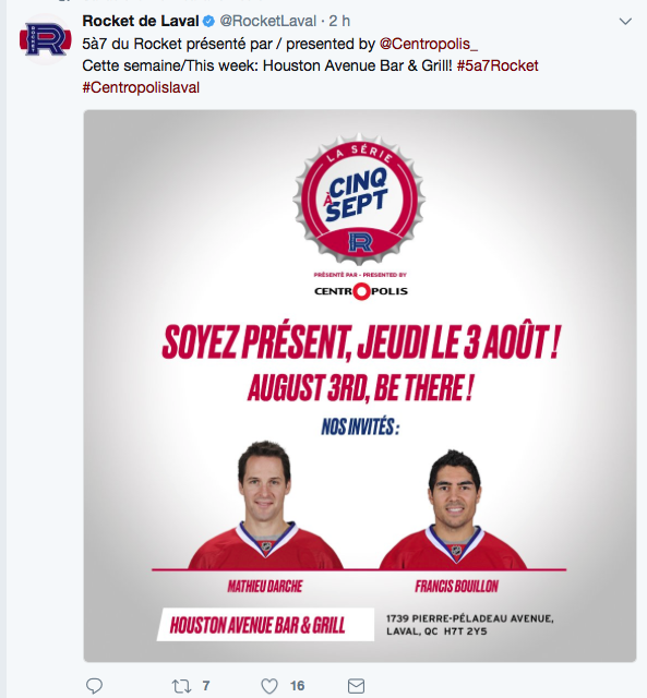  Le ROCKET veut nous faire venir au CENTROPOLIS de Laval..