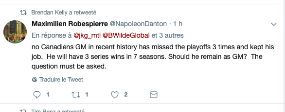 Le seul DG qui va manquer les séries 3 fois...dans l'histoire du CH..
