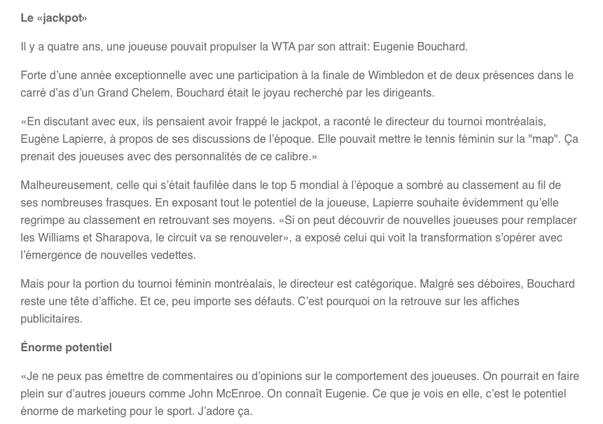 Le tennis féminin a des CROÛTES MASCULINES à manger....