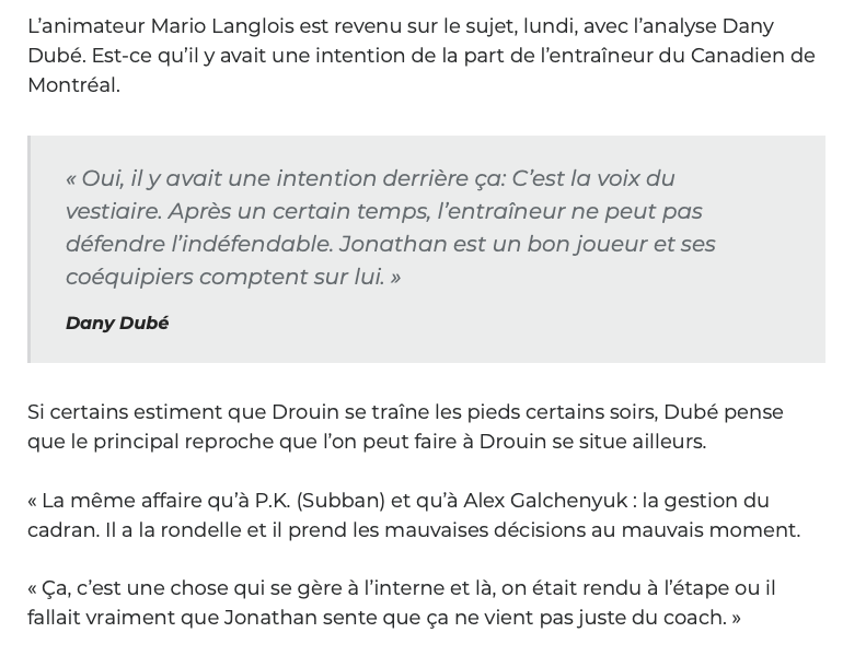 Le VESTIAIRE en a MARRE de Jonathan Drouin...