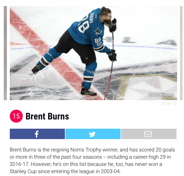 Les 15 vétérans qui n'ont jamais gagné la Coupe Stanley...