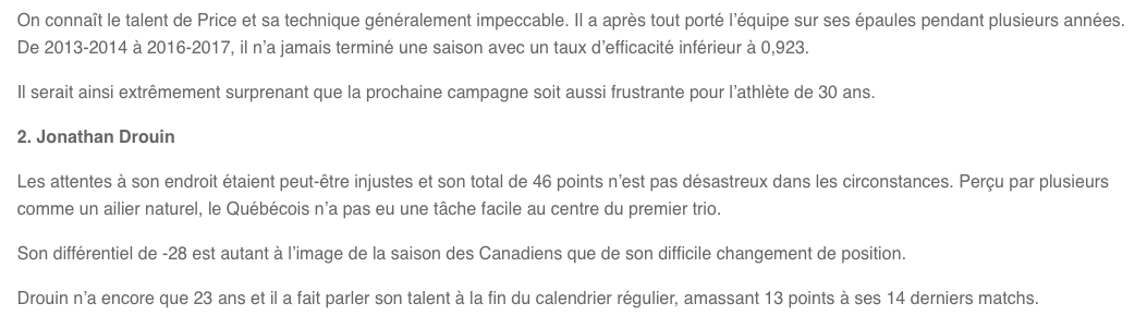 Les 6 joueurs du CH, qui pourraient rebondir ?