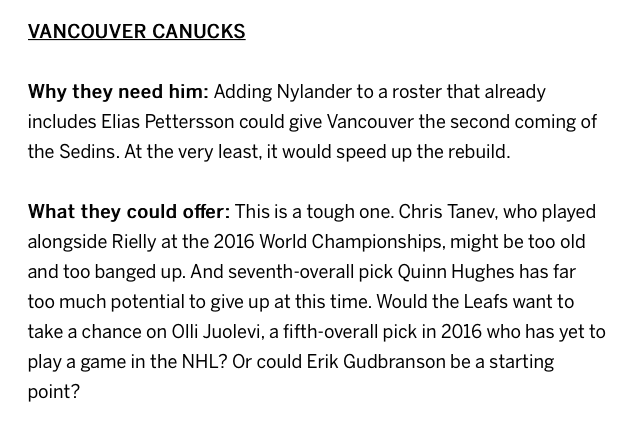 Les 8 destinations possibles pour William Nylander, selon le Toronto Sun...