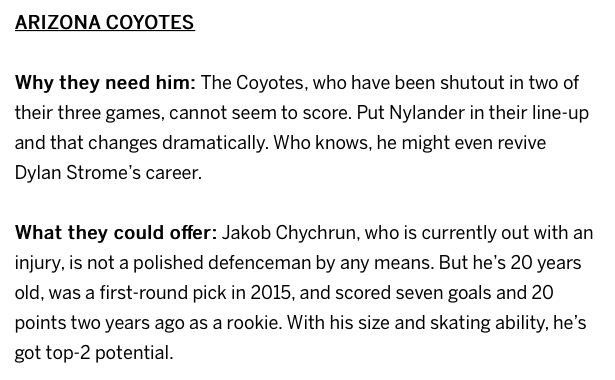 Les 8 destinations possibles pour William Nylander, selon le Toronto Sun...