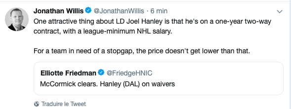 Les arguments....Pour réclamer Joel Hanley au BALLOTTAGE....